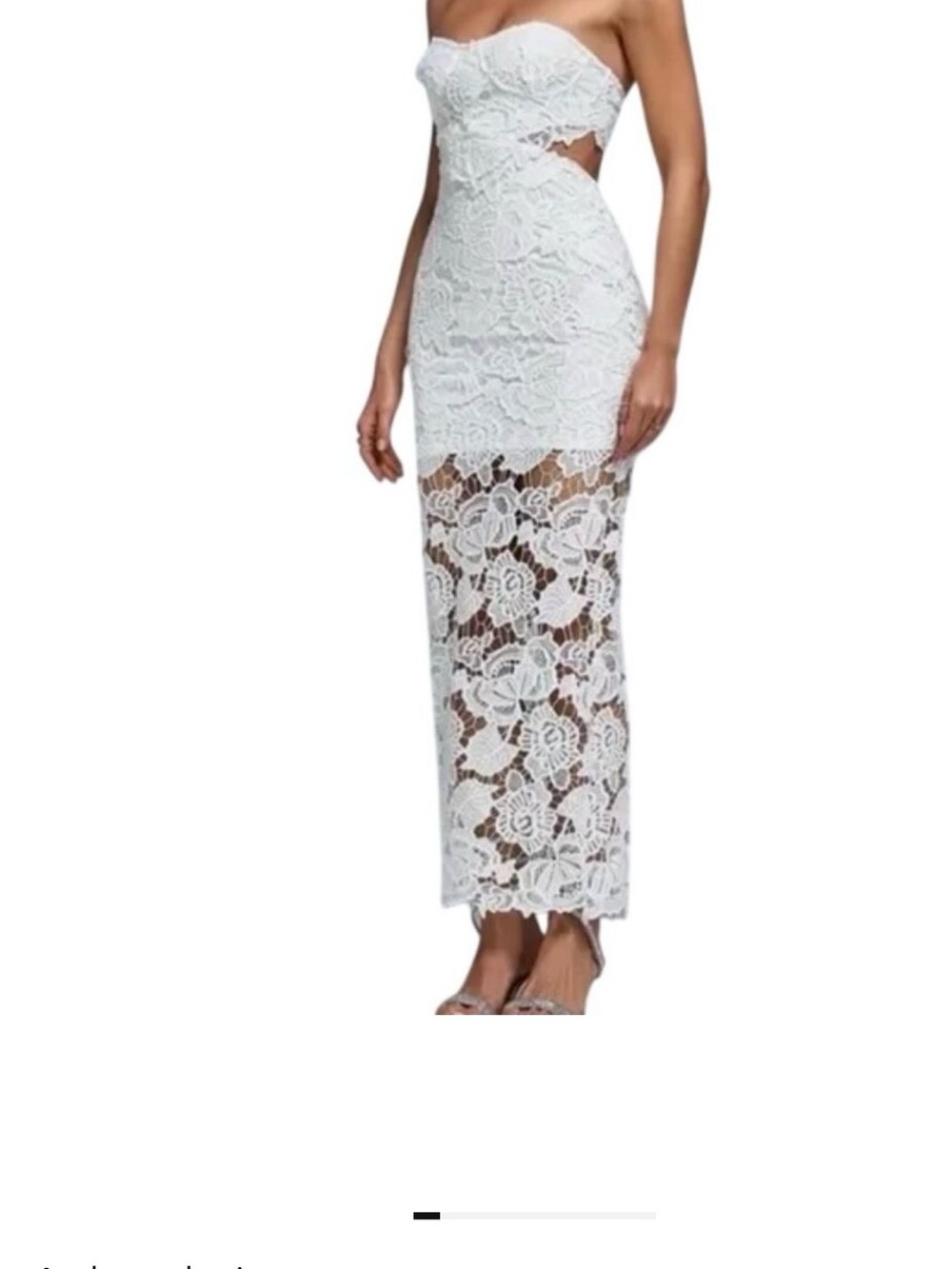 Anthropologie White Strapless Lace Maxi Dress